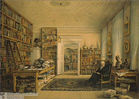 Alexander von Humboldt in seinem Bibliothekszimmer (1856)